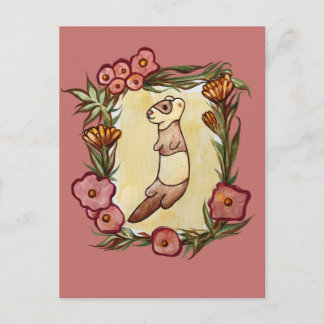 Ferret Floral Nature Ferrets                       Postcard