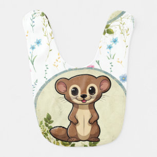 Ferret Floral Vintage Circle Print Baby Bib