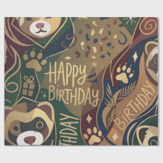 Ferret Happy Birthday Wrapping Paper