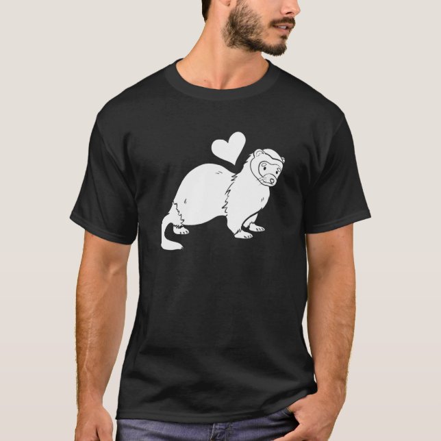 Ferret Heart - Furry Animal Weasel Ferret T-Shirt (Front)