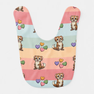 Ferret Hearts Print Baby Bib
