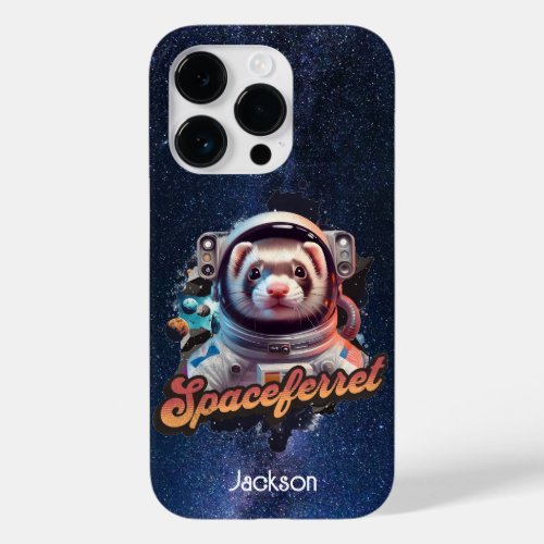Ferret in a Spacesuit and Stars Case_Mate iPhone 14 Pro Case