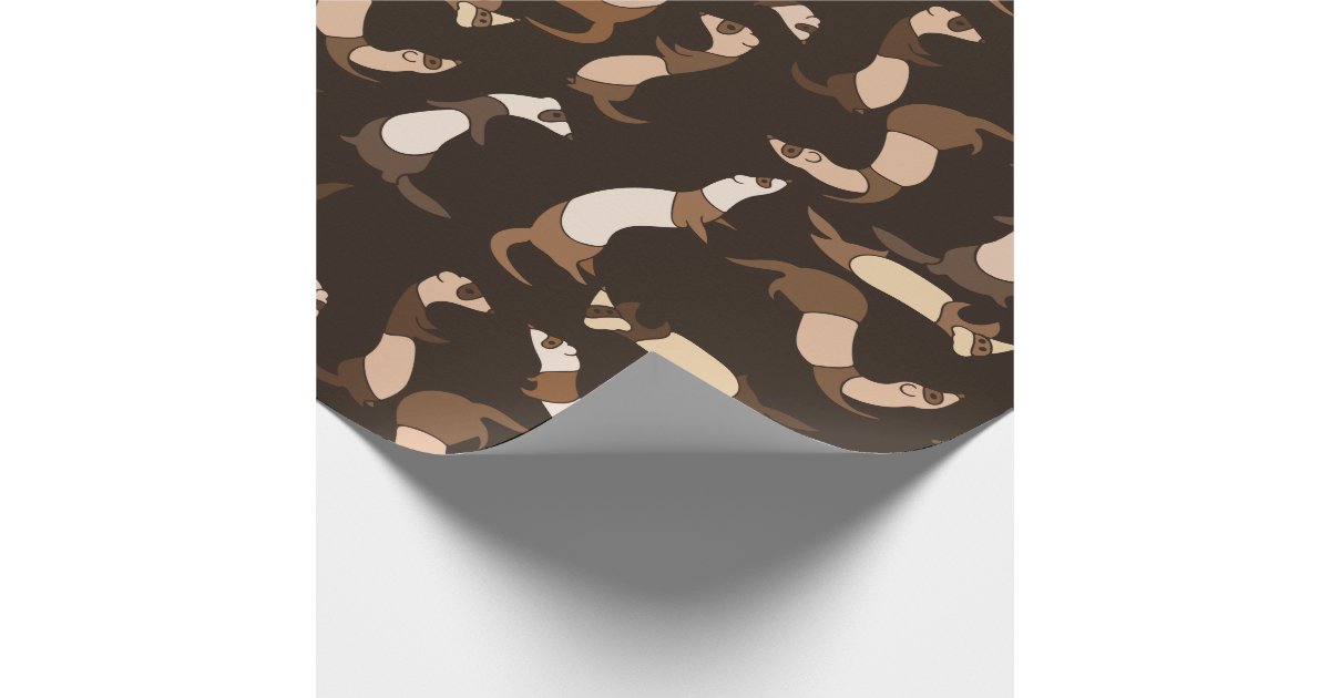 Ferret in dark brown wrapping paper