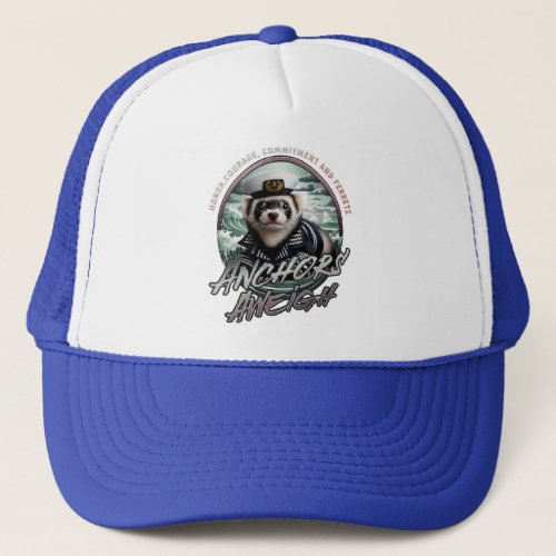 Ferret in Sailor Suit and Anchors Away Trucker Hat