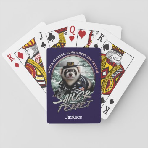 Ferret in Sailor Suit and Oceans Playing Cards