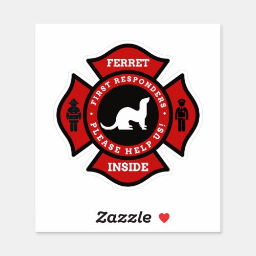 Ferret Inside Home Pet Alert For Fire Department Sticker