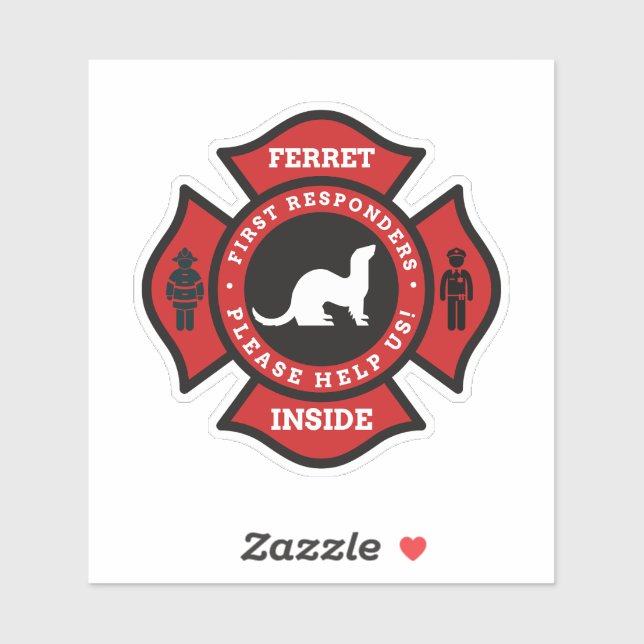 Ferret Inside Home Pet Alert For Fire Department Sticker (Sheet)