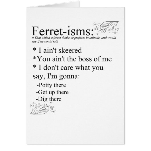 Ferret-isms & Sayings Cards (Front)