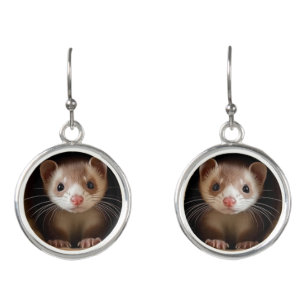 Ferret Jewelry- Face Cute Ferret Earrings