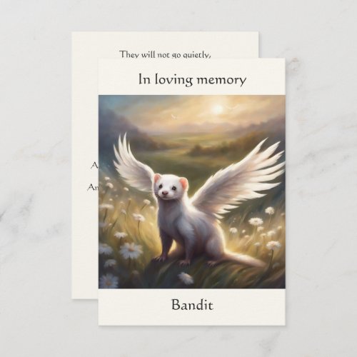 Ferret Memorial Poem Angel Wings Add Name Field  Thank You Card
