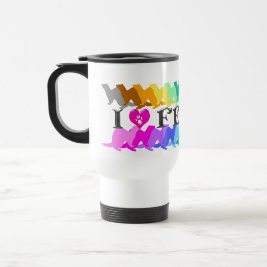 Ferret of the rainbow color travel mug