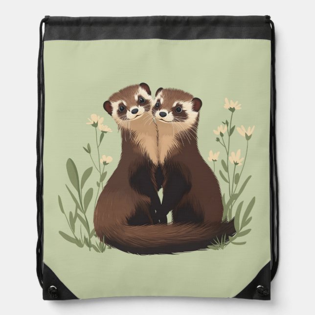 Ferret Pals Drawstring Bag (Front)