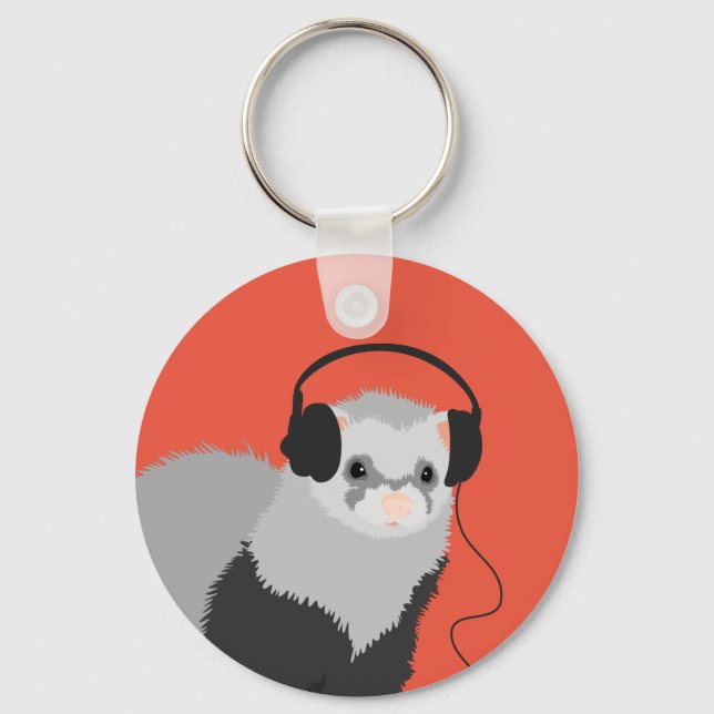 Ferret QR Code Music Lover  Keychain (Front)
