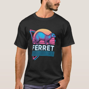 Ferret Retro Vintage Synthwave Aesthetic Pet Lover T-Shirt