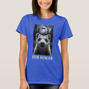 Ferret Selfie UFO Fun Quirky Art T-Shirt