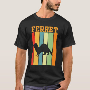 Ferret Shadow Silhouette In Retro Colors T-Shirt