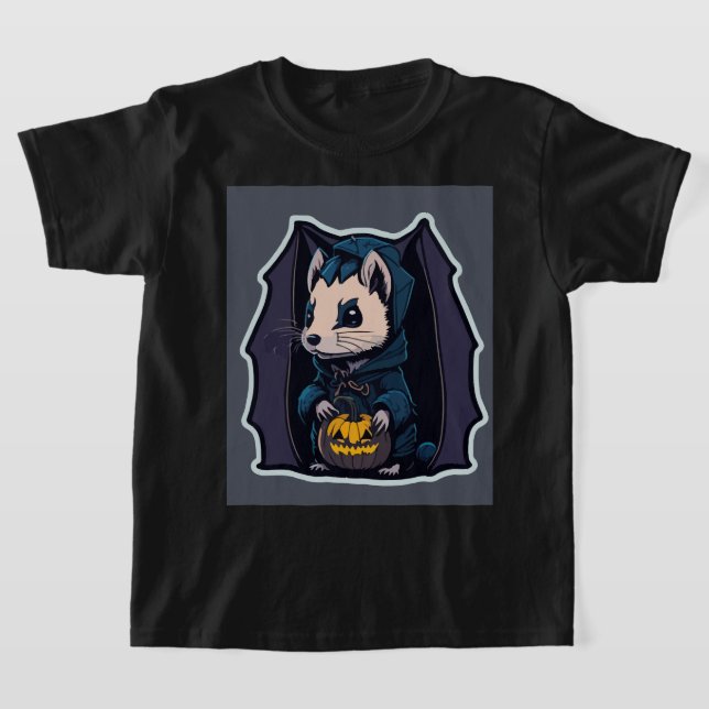 Ferret Spooky Bat T-Shirt (Laydown)