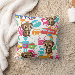 Ferret Toys Pattern Throw Pillow