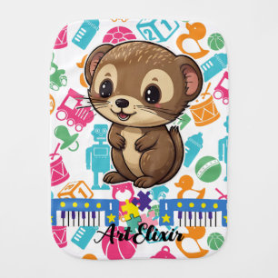 Ferret Toys Print Baby Burp Cloth