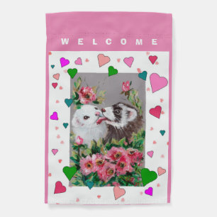 Ferret Valentine WELCOME Yard Flag