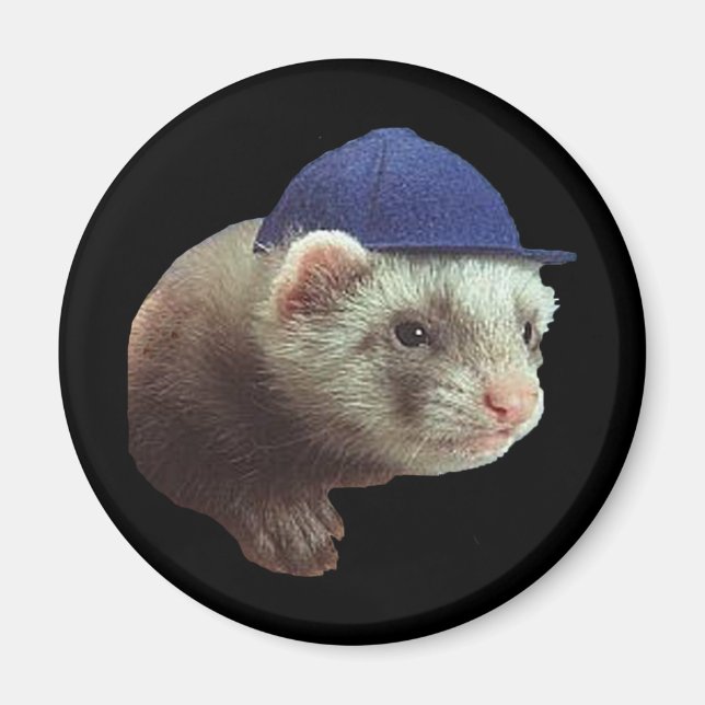 Ferret Wearing Hat Magnet (Front)
