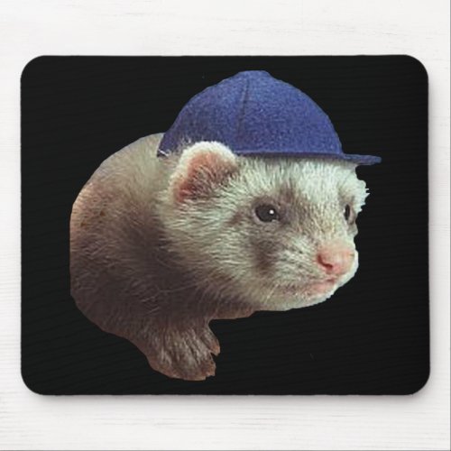 Ferret Wearing Hat Mouse Pad