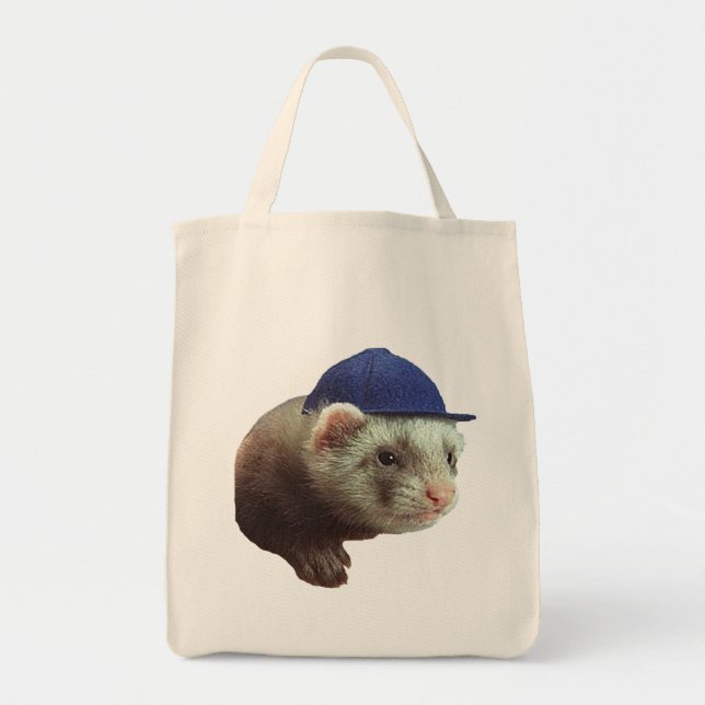 Ferret Wearing Hat Tote Bag (Front)