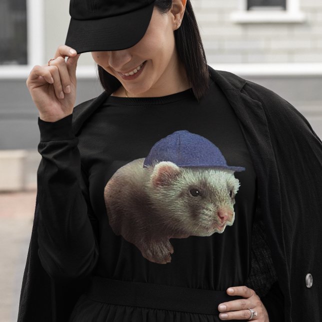 Ferret Wearing Hat  Womens Long Sleeve T-Shirt (Ferret Wearing Hat Women's Long Sleeve T-Shirt)