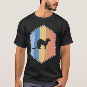 Ferret With Retro Colors In A Hexagon T-Shirt