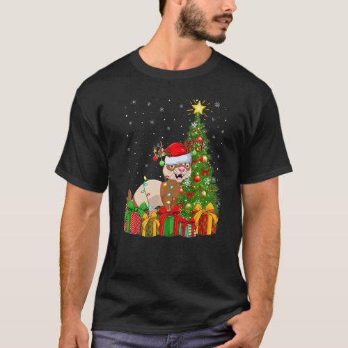 Ferret  Xmas Holiday Santa Ferret Christmas Tree T_Shirt