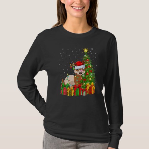 Ferret  Xmas Holiday Santa Ferret Christmas Tree T_Shirt