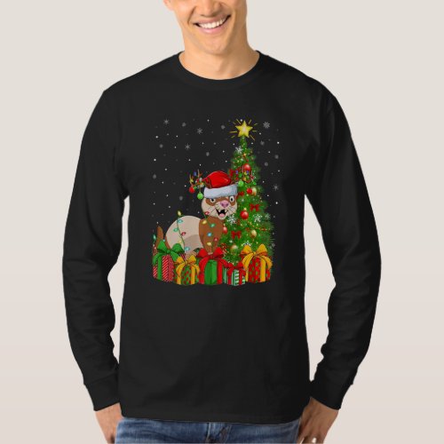 Ferret  Xmas Holiday Santa Ferret Christmas Tree T_Shirt