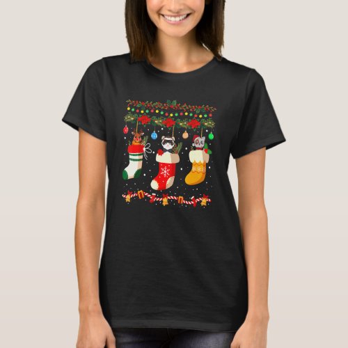 Ferret Xmas Socks Ferret  Christmas Pyjama Family T_Shirt