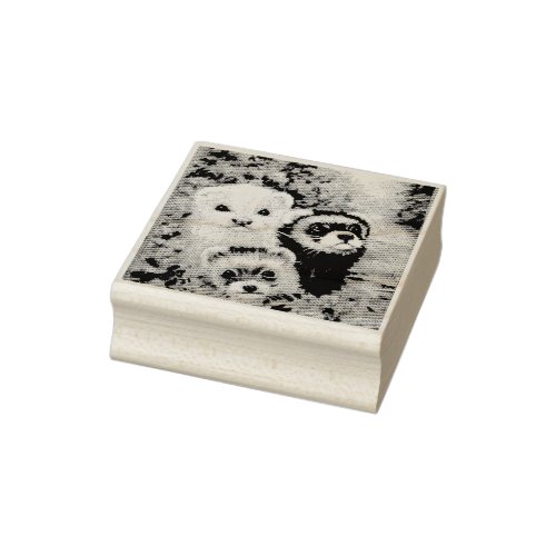 Ferrets and Flowers Rubber Stamp