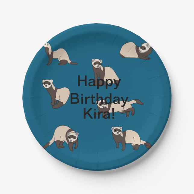 Ferrets Birthday Paper Plates (Front)