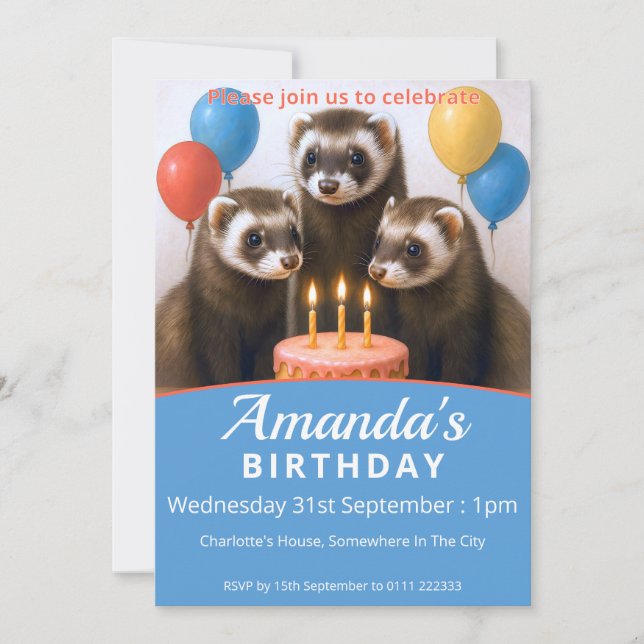 Ferrets Birthday Party Invitation (Front)