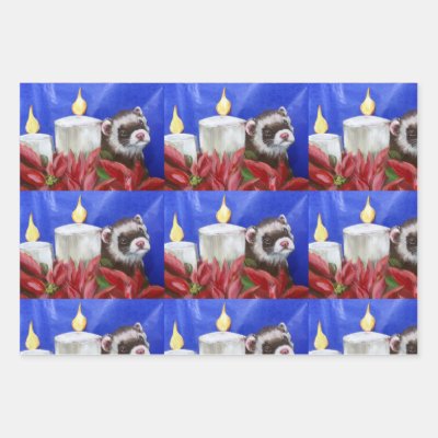 Ferrets &amp; Christmas Candles Wrapping Paper