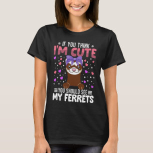 Ferrets Heart Valentine's Day Animal For Womens Ki T-Shirt