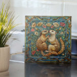 Ferrets in Love Romantic Art Nouveau Design Ceramic Tile