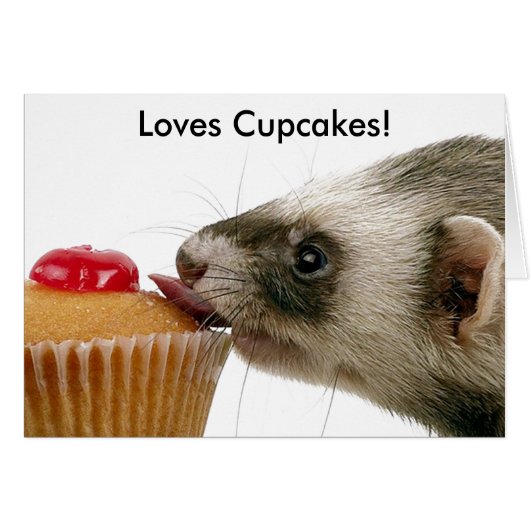Ferrets Love Cupcakes Cards (Front Horizontal)