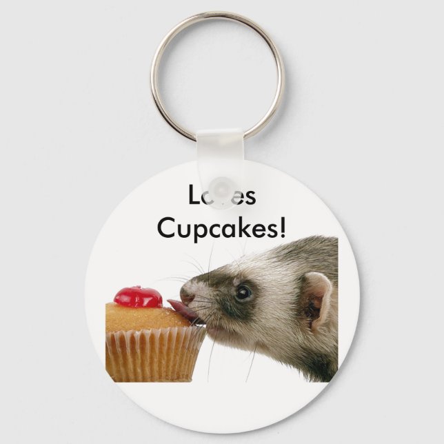 Ferrets Love Cupcakes Keychain (Front)