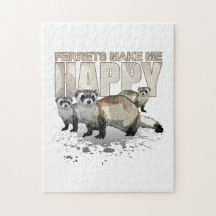 Ferrets Make Me Happy Cute Ferret Lover Fun Jigsaw Puzzle