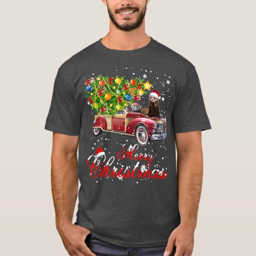 Ferrets Rides Red Truck Christmas Pajama  T_Shirt