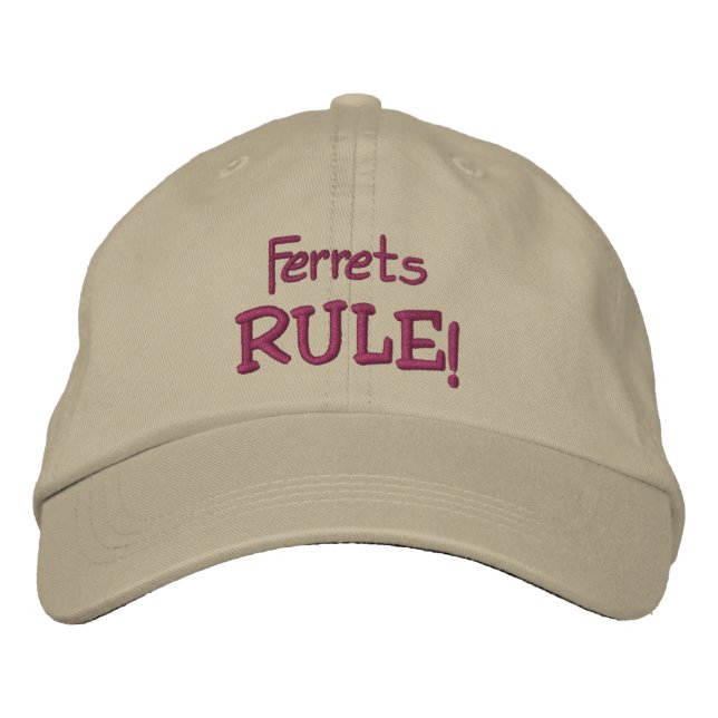 Ferrets Rule Cute  Embroidered Baseball Cap (Front)