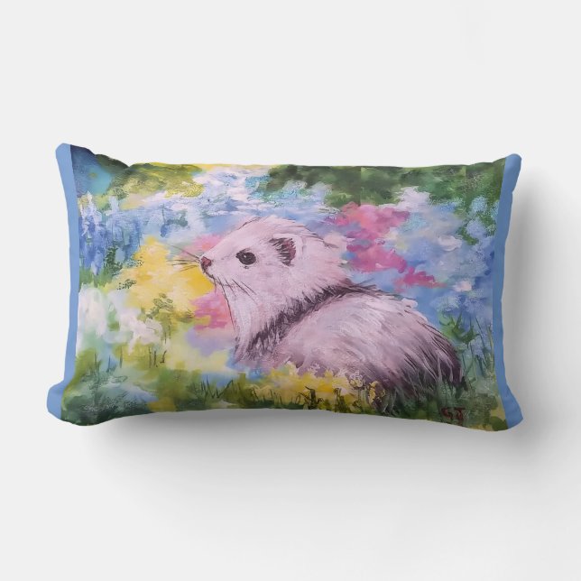 FERRETS SPRING GARDEN THROW PILLOW (Front)