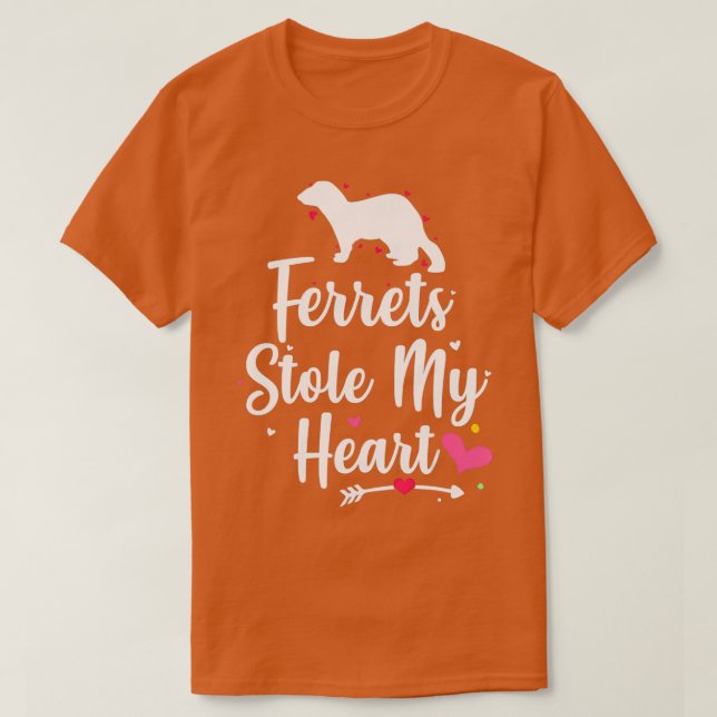 Ferrets Stole My Heart Valentines Day Animal Lover T-Shirt (Design Front)