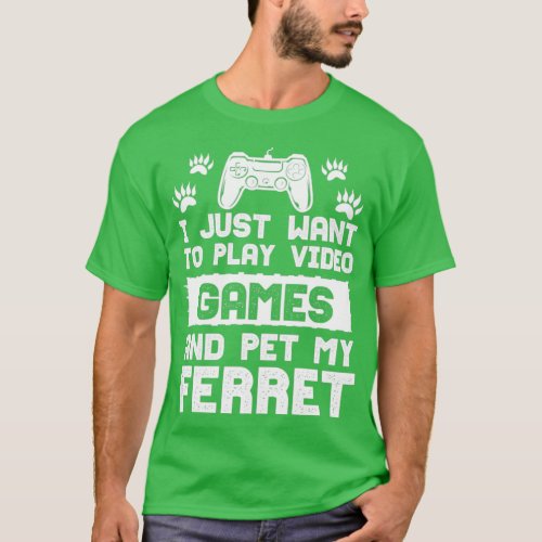 Ferrets Video Games Retro Gamepad Console Gaming   T_Shirt