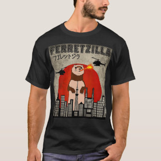 Ferretzilla Vintage Funny Ferret Japanese Sunset T-Shirt