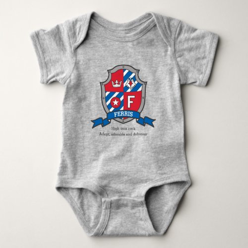 Ferris boys F name meaning knights shield bird Baby Bodysuit