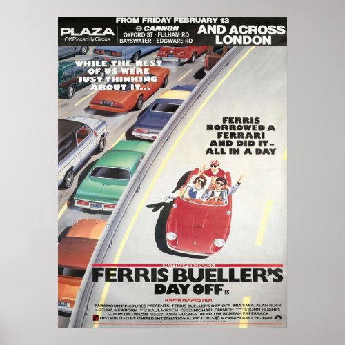 Ferris Buellers Day Off 1986 London Advance Bus St Poster